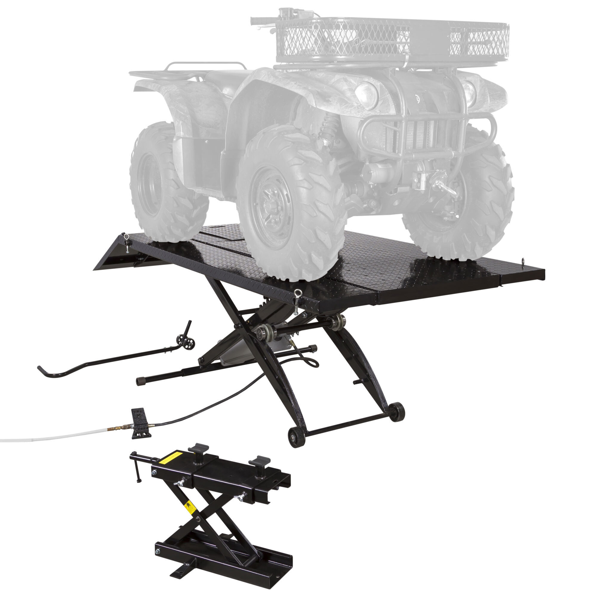 Black Widow Extra-Wide Pneumatic ATV Lift Table, 1000-Lb. Capacity, 33in. Max. Lift, Model# BW-10000A-XW-ATV